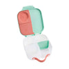 Colorful snack container with compartments on a white background