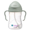 Sippy cup with green lid and handles on a white background, featuring the b.box logo.