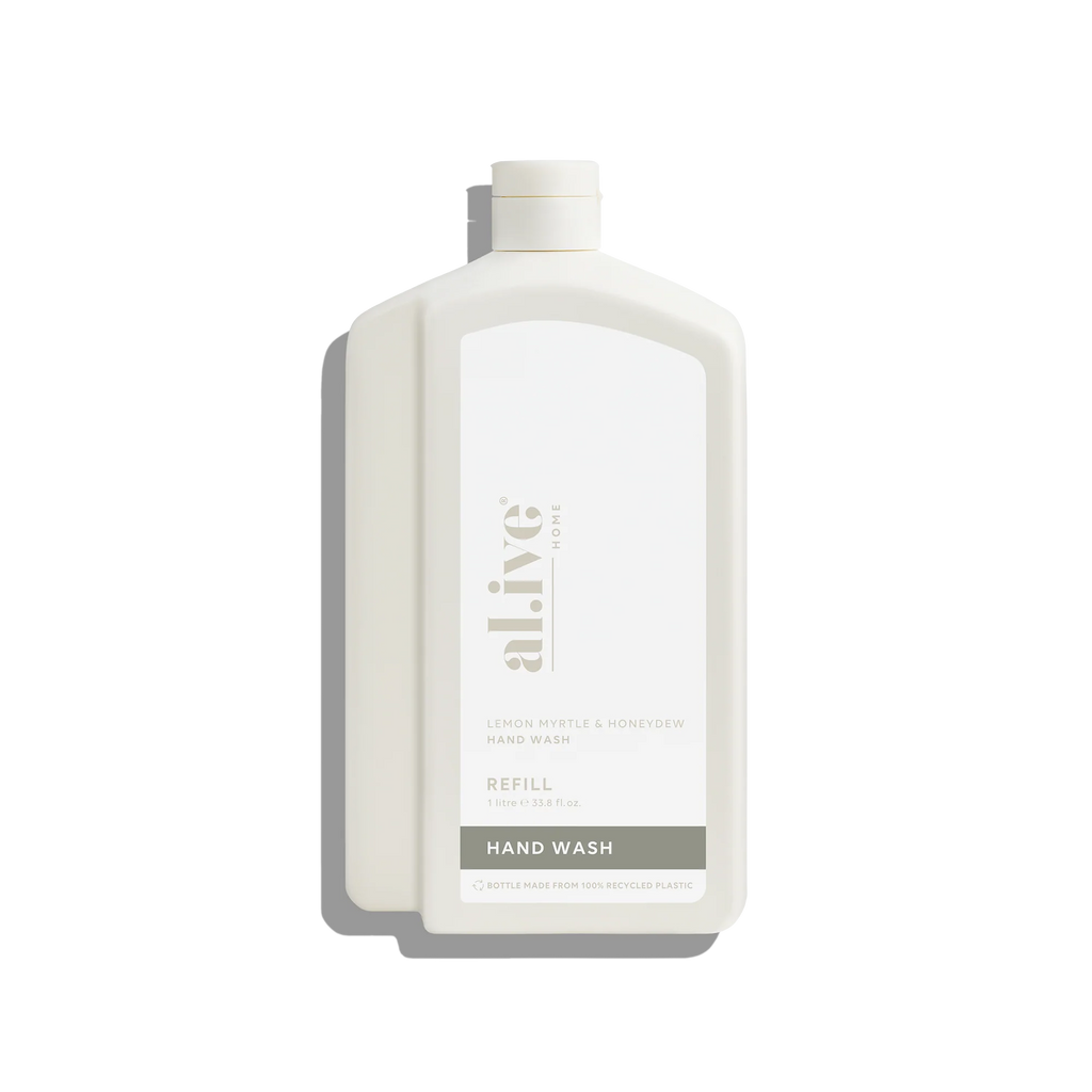 Hand wash refill bottle with 'alive' branding on a white background