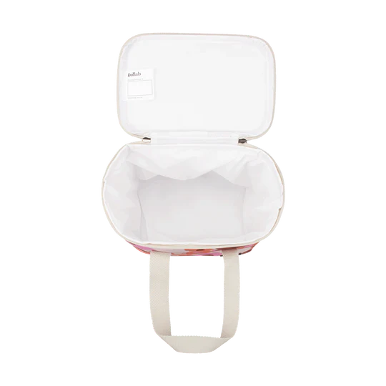 Clear plastic case with a pink interior on a white background