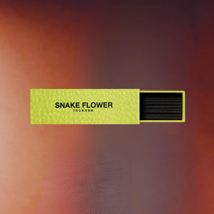 Snake Flower incense packaging on a gradient background