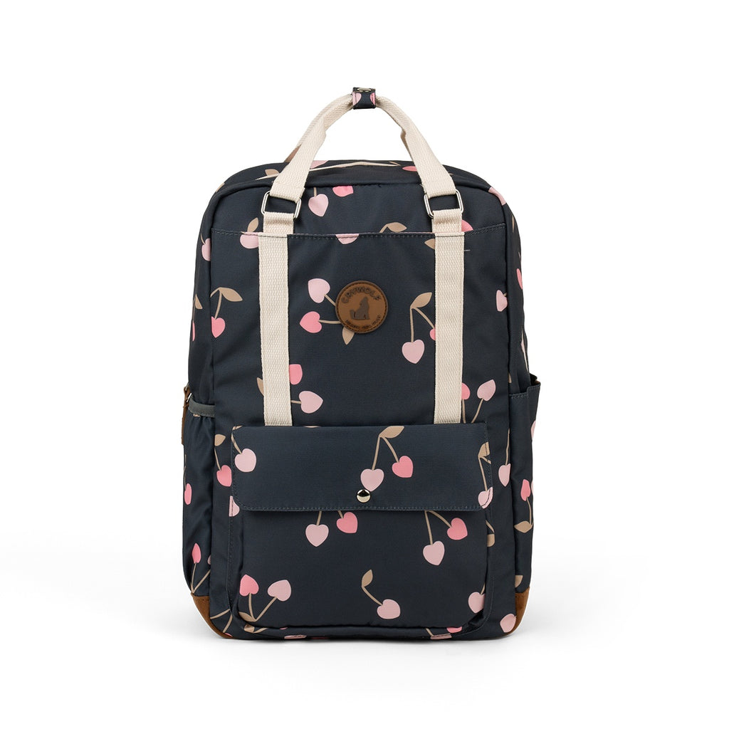 Backpack with cherry pattern on a white background