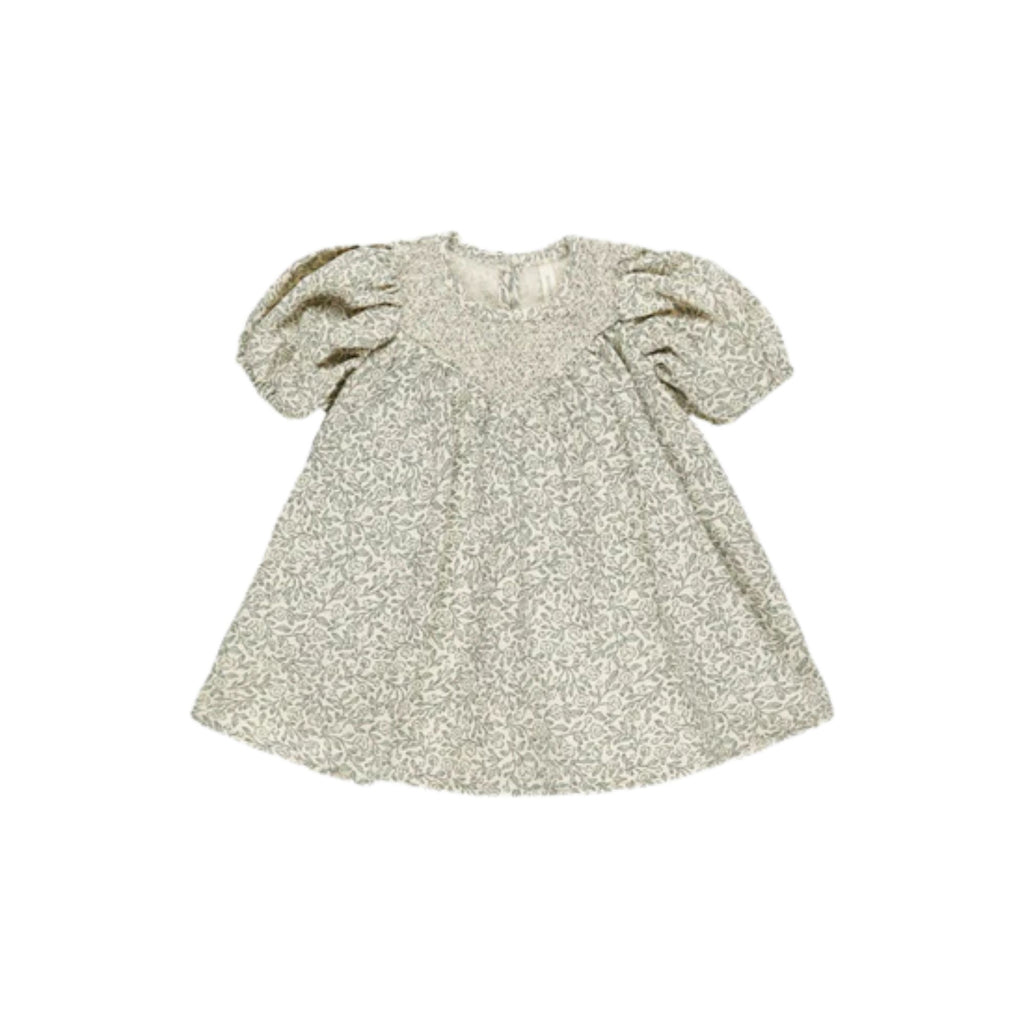 Quincy Mae - Carina Dress - Green Garden print on baby doll dress