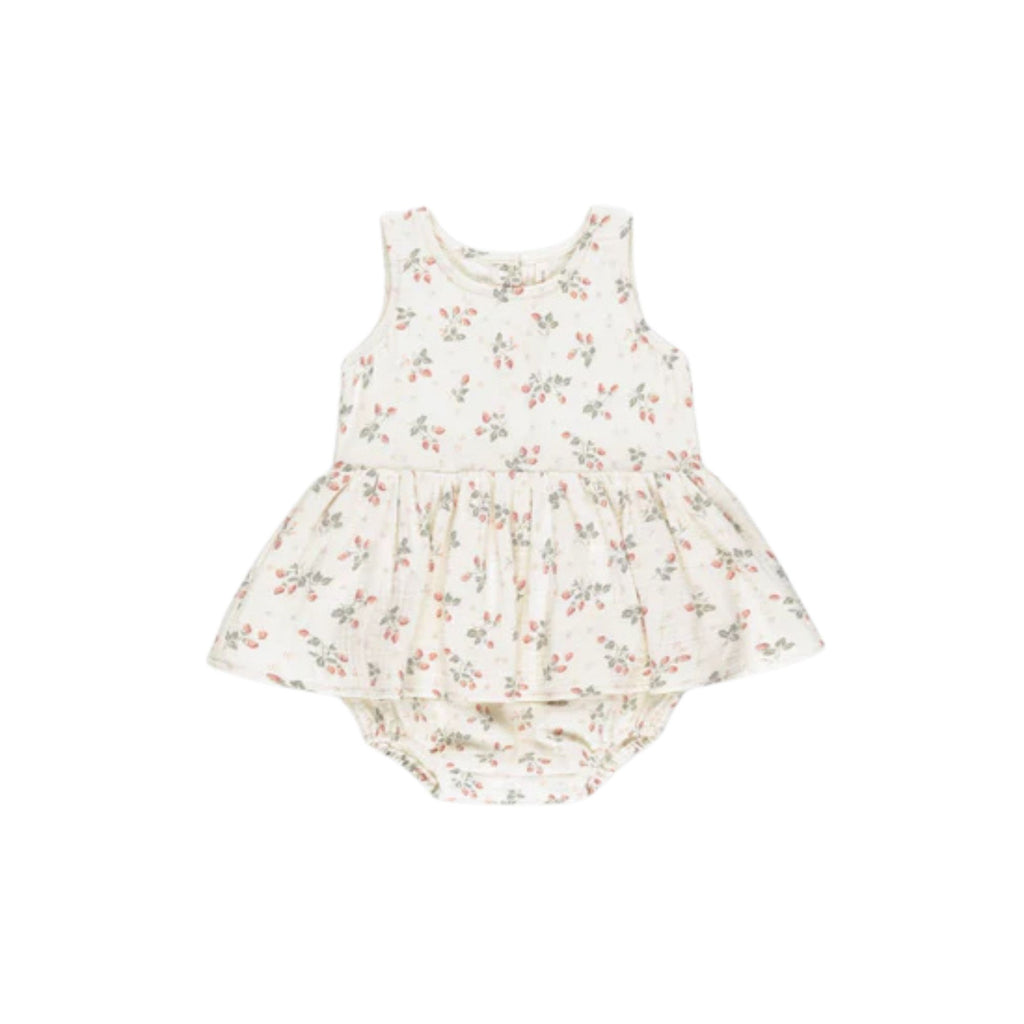 Quincy Mae - Skirted Tank Romper - Strawberries print