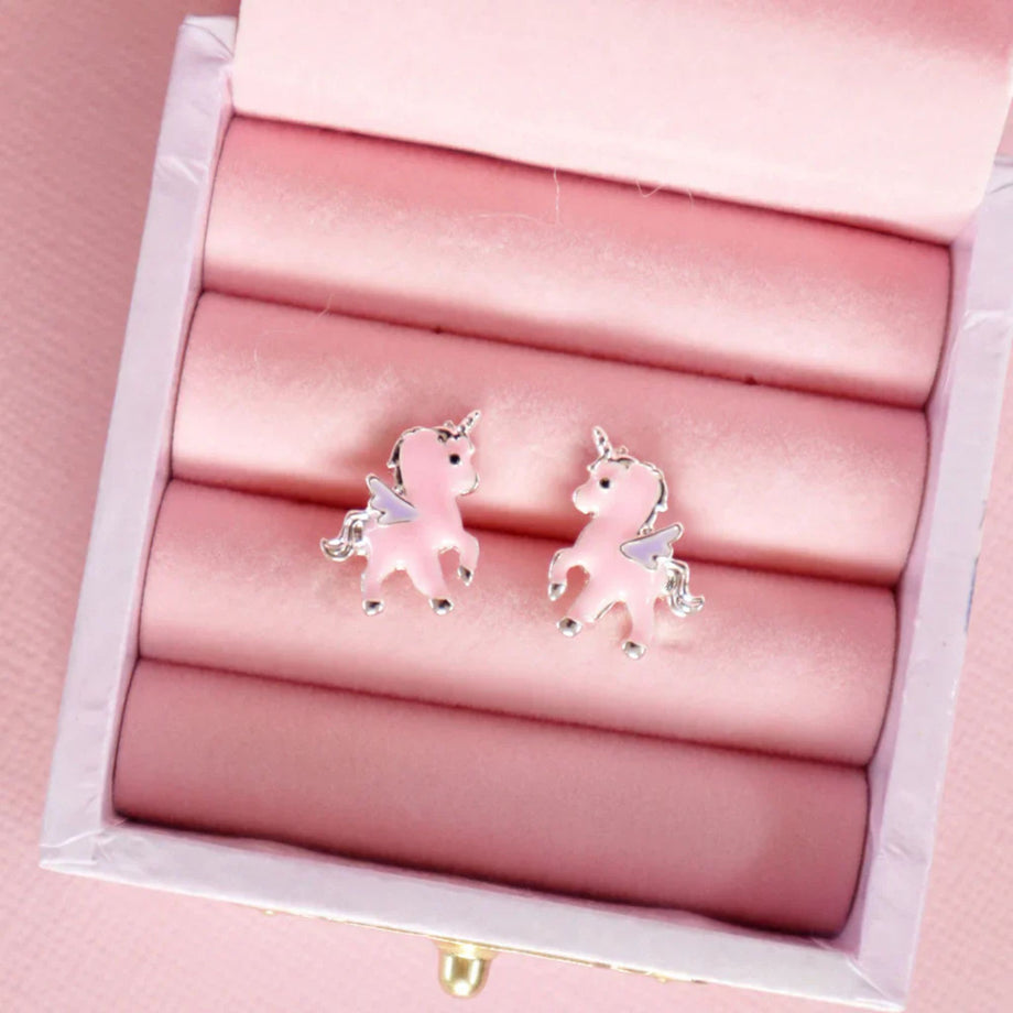 Lauren Hinkley Pink Unicorn Earrings In Fairy Magic Trinket Box