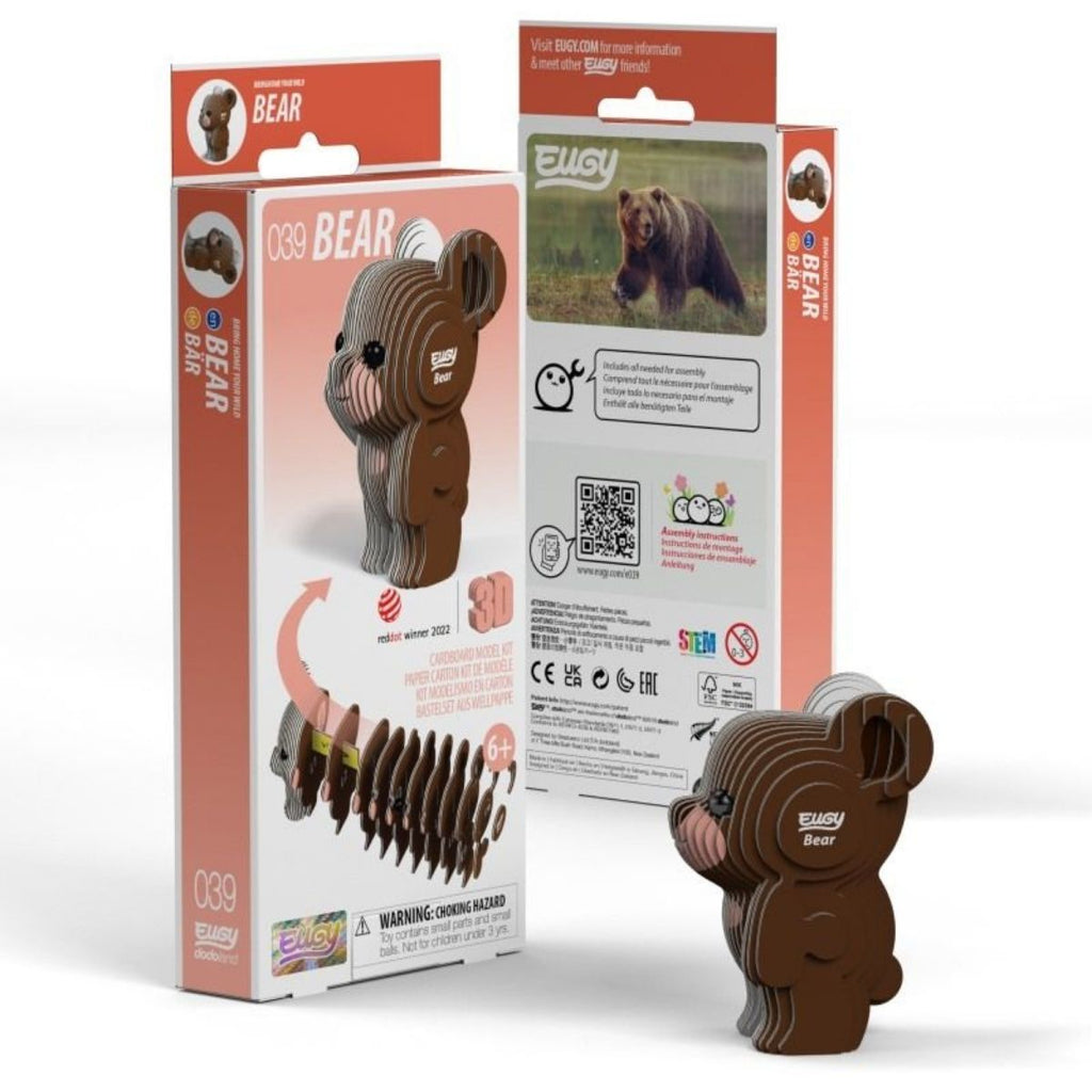 Brown bear-shaped product with packaging on a white background