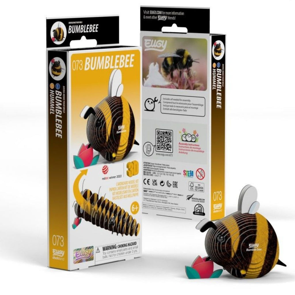 Bumblebee toy with packaging on a white background