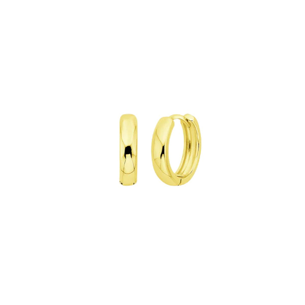 Gold hoop earrings on a white background
