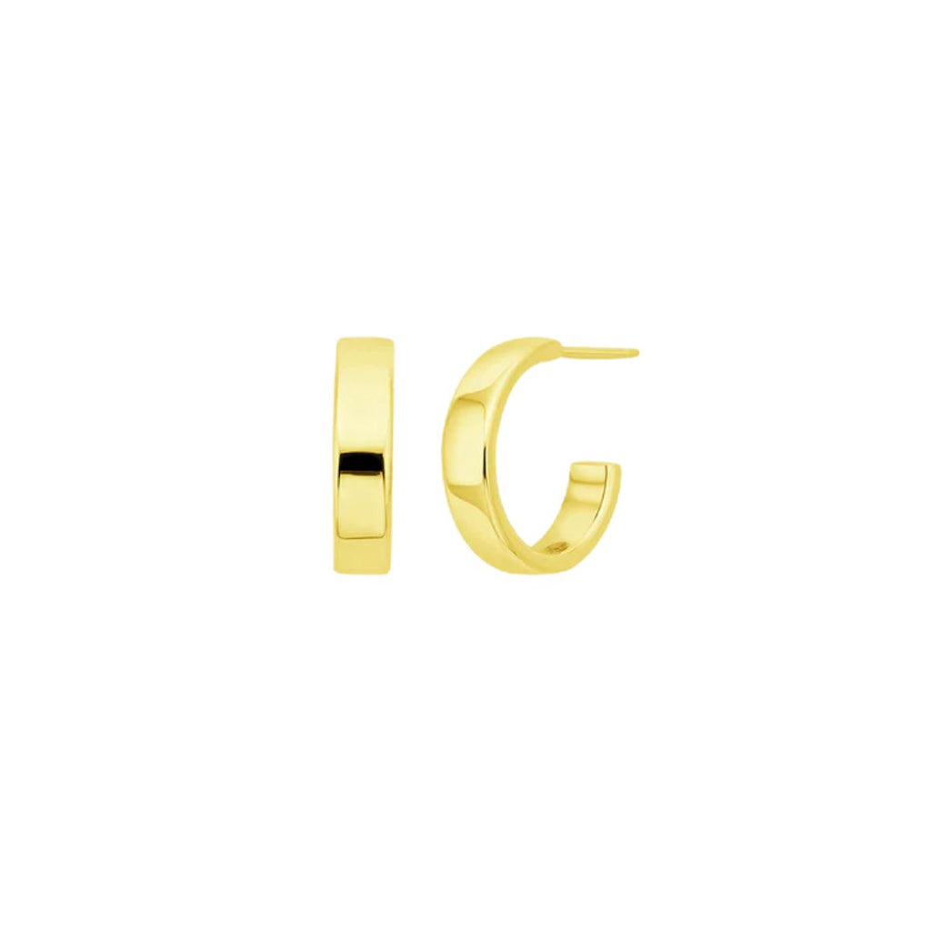 Gold hoop earrings on a white background