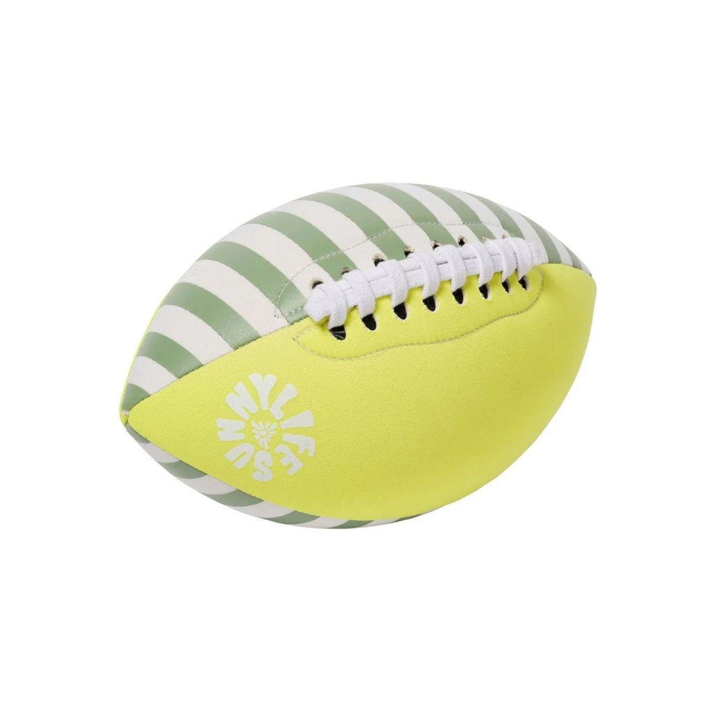 Striped football with a yellow accent on a white background