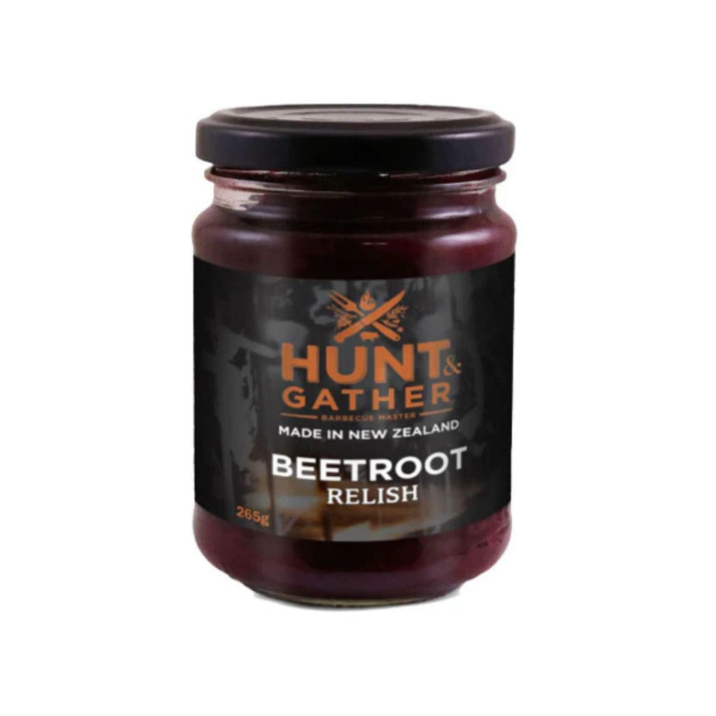 Jar of Hunt & Gather Beetroot Relish on a white background