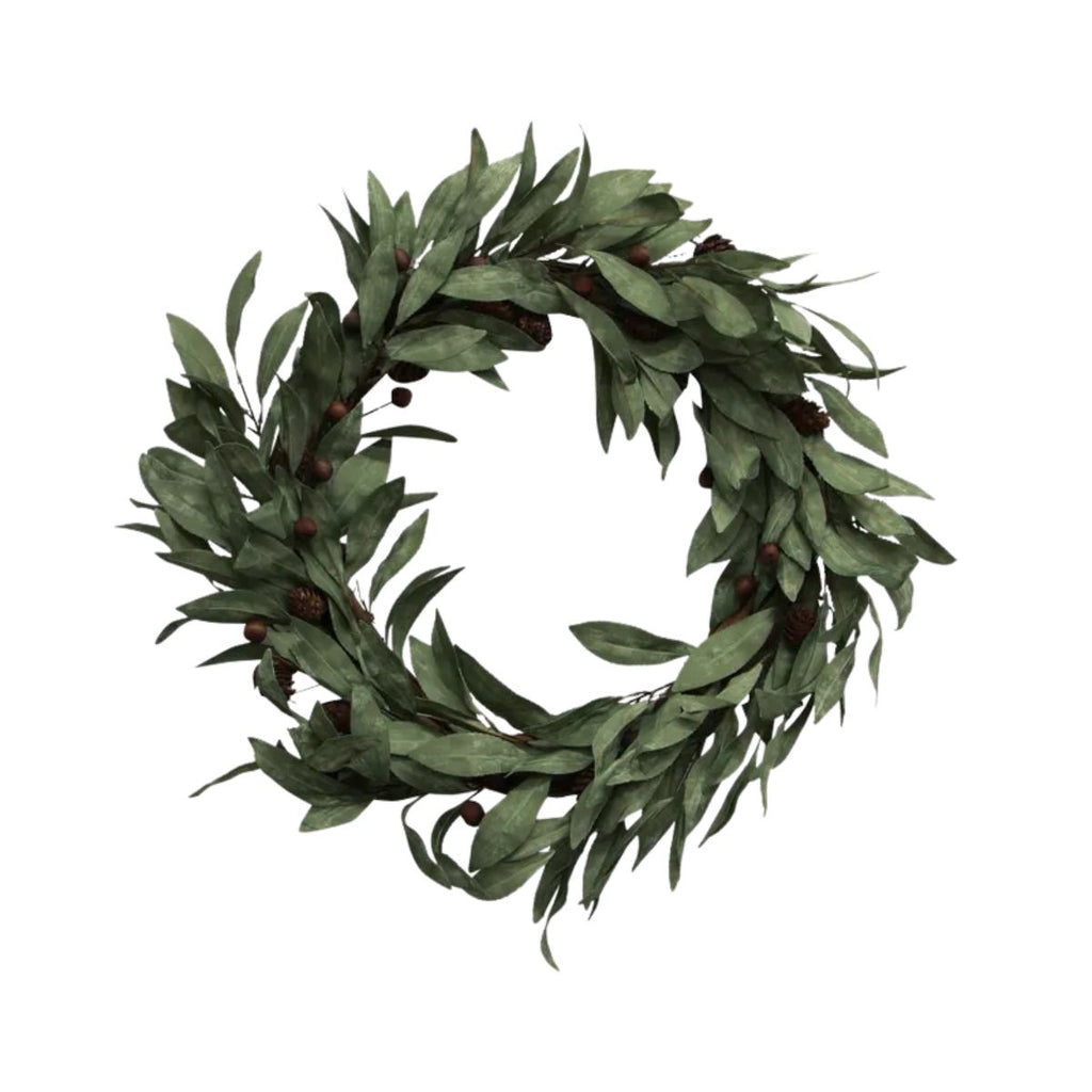 Green leaf wreath on a white background