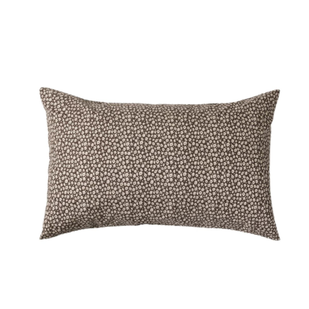 Brown floral pillow case on a white background