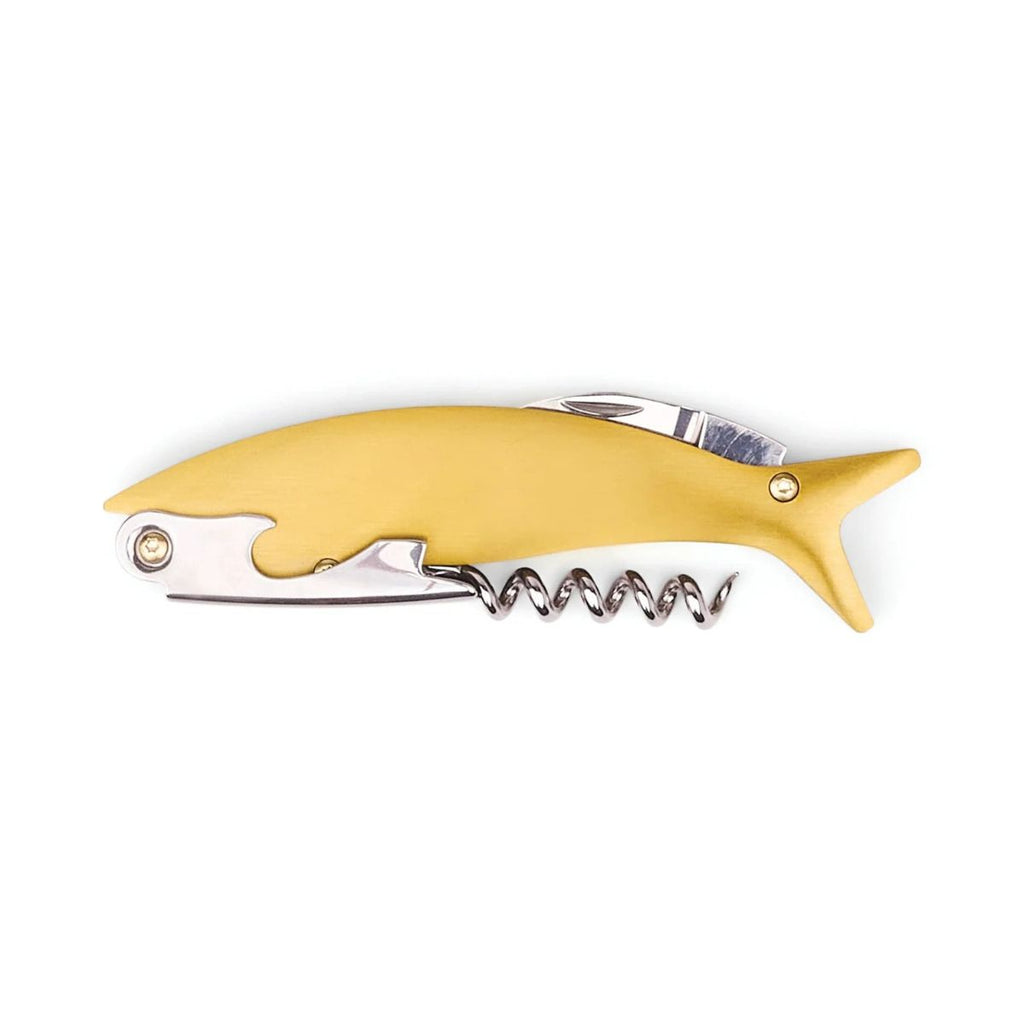 Yellow corkscrew on a white background