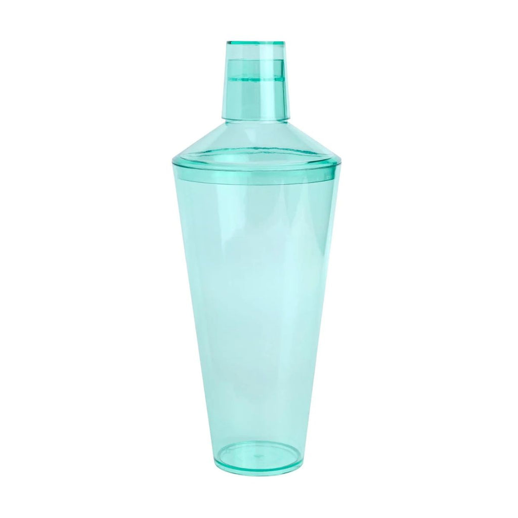 Turquoise plastic shaker on a white background