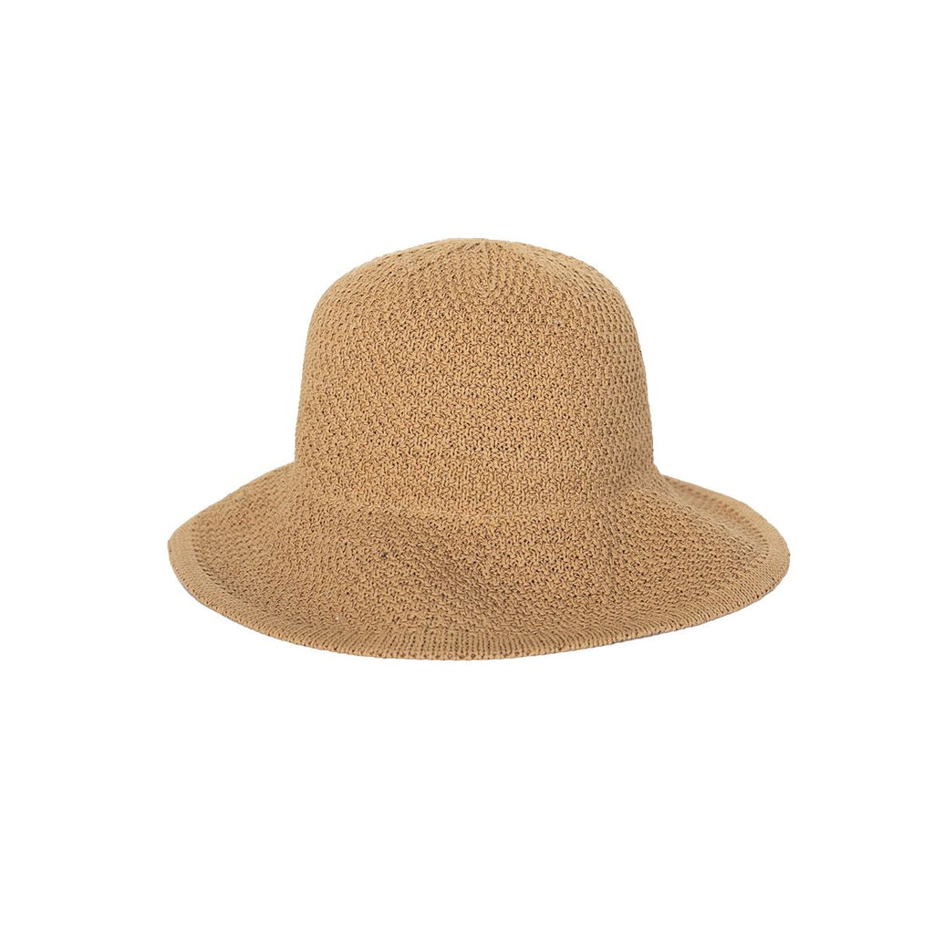 Beige bucket hat on a white background