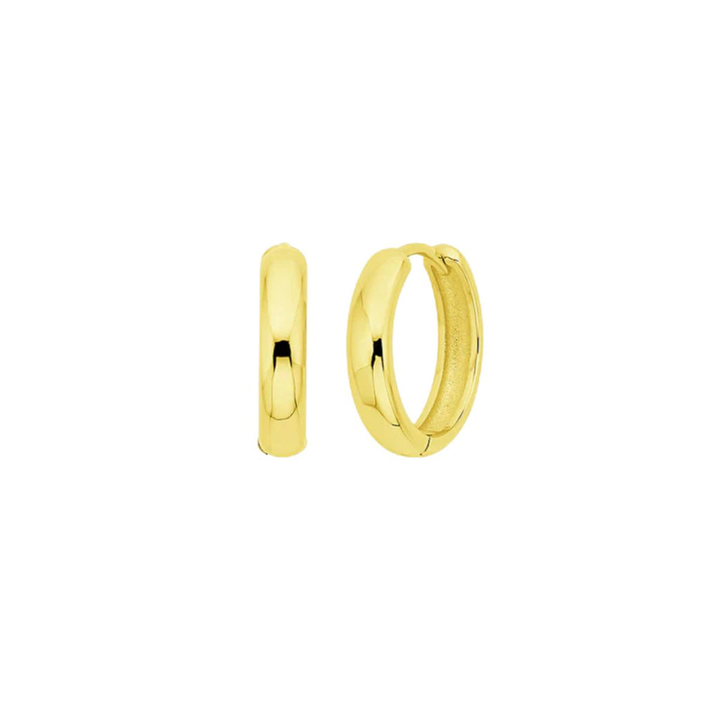 Gold hoop earrings on a white background