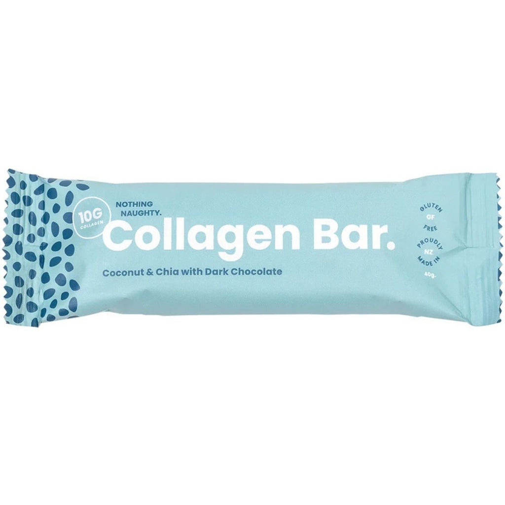 Collagen bar with blue packaging on a white background
