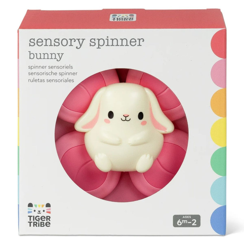 Sensory spinner bunny packaging with colorful design