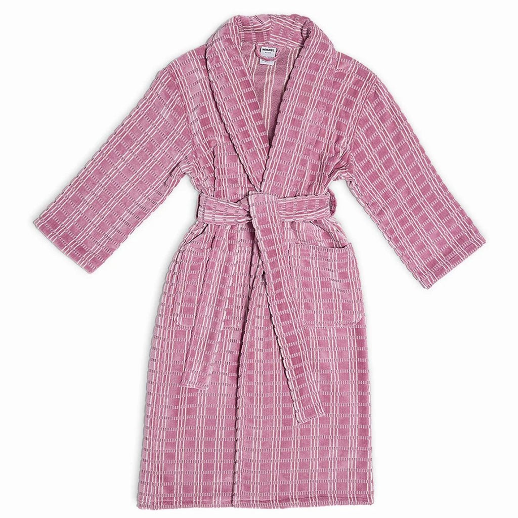 Pink checkered robe on a white background
