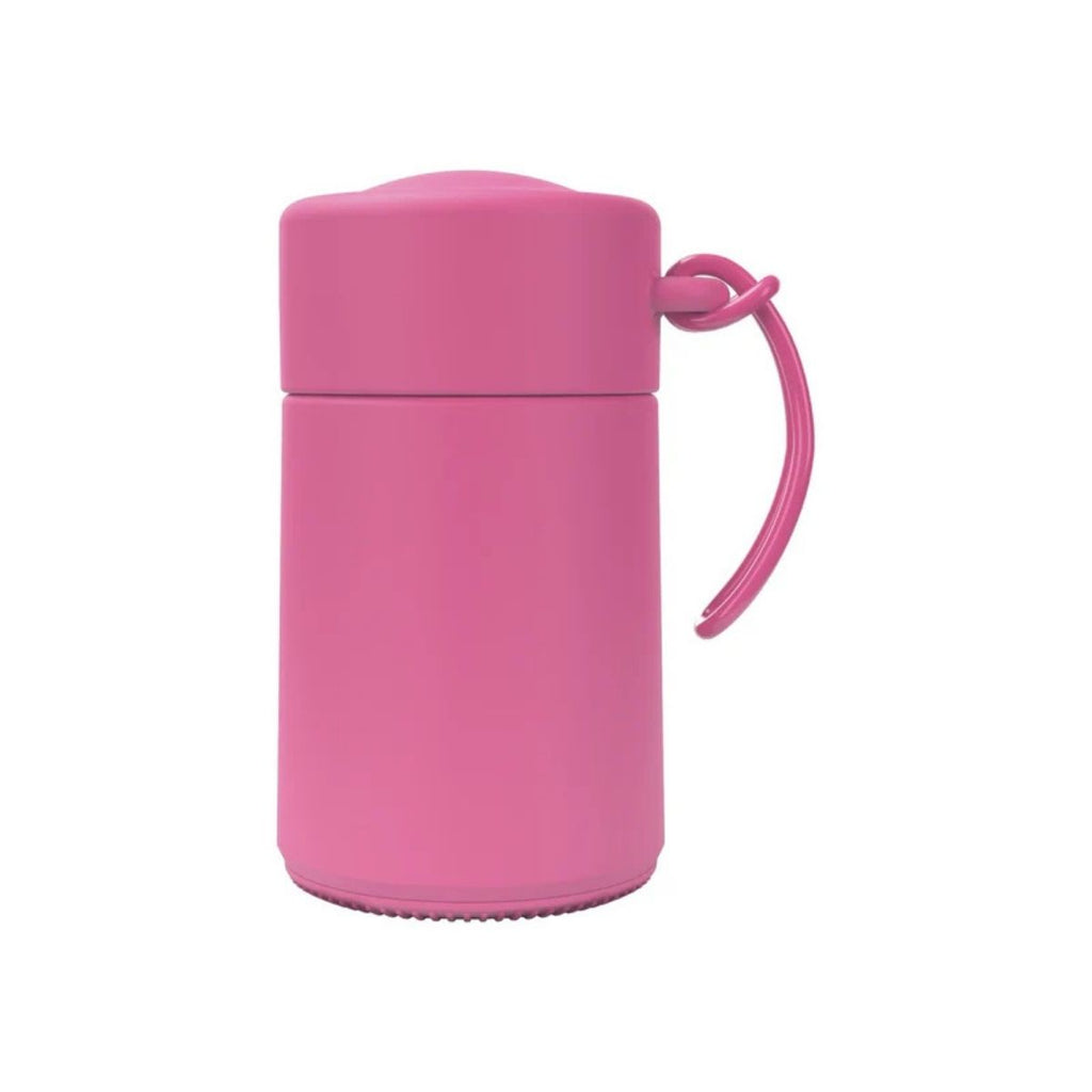 Pink silicone sunscreen with a handle on a white background