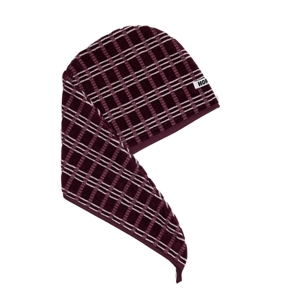 Plaid patterned hair wrap on a white background