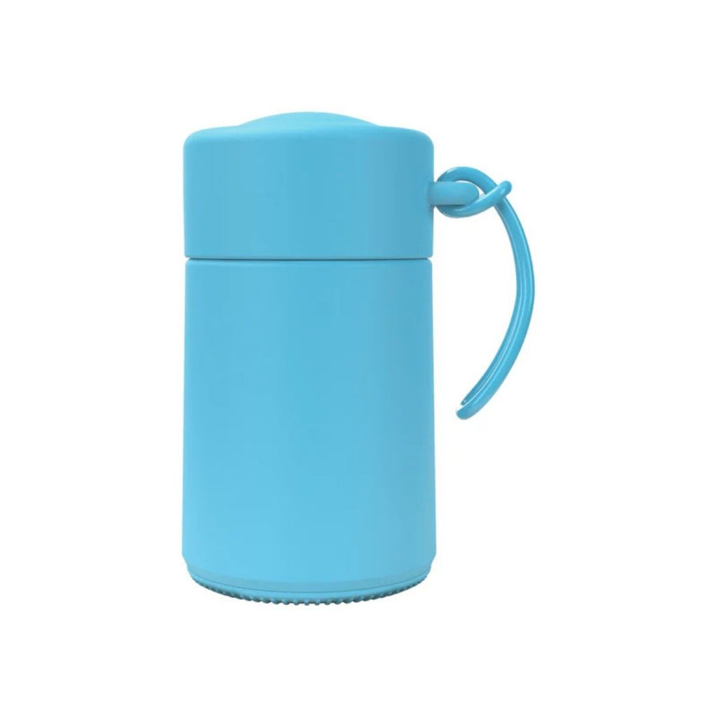 Blue silicone container with a lid on a white background