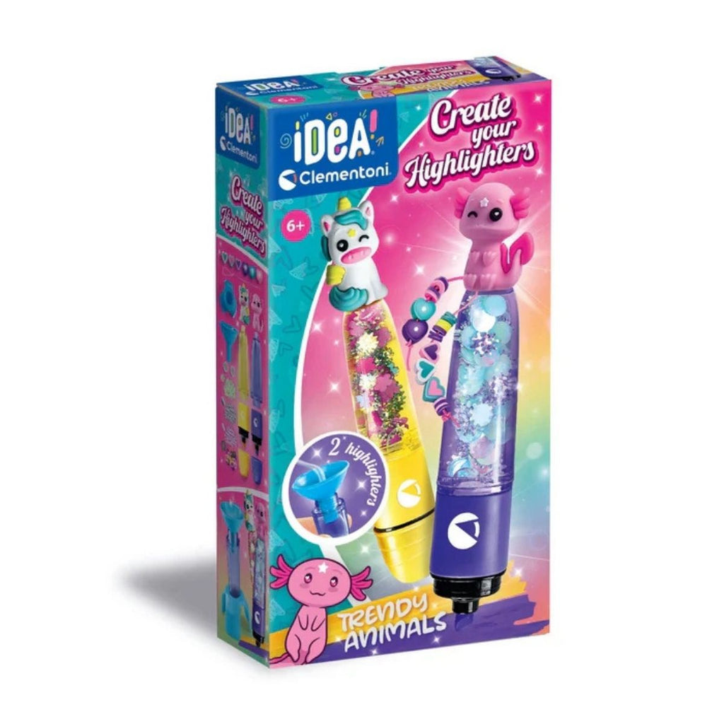 Clementoni Idea! Create Your Highlighters packaging with colorful design and toy illustration.