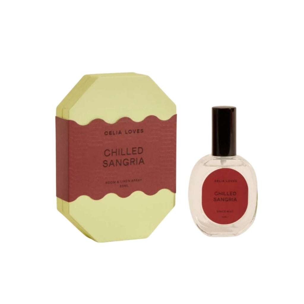Perfume bottle and packaging of 'Chilled Sangria' by Celia Loves on a white background