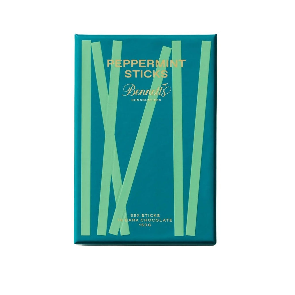 Bennett's Peppermint Sticks chocolate packaging on a white background