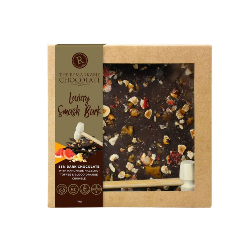 Packaged chocolate bar with visible ingredients on a white background