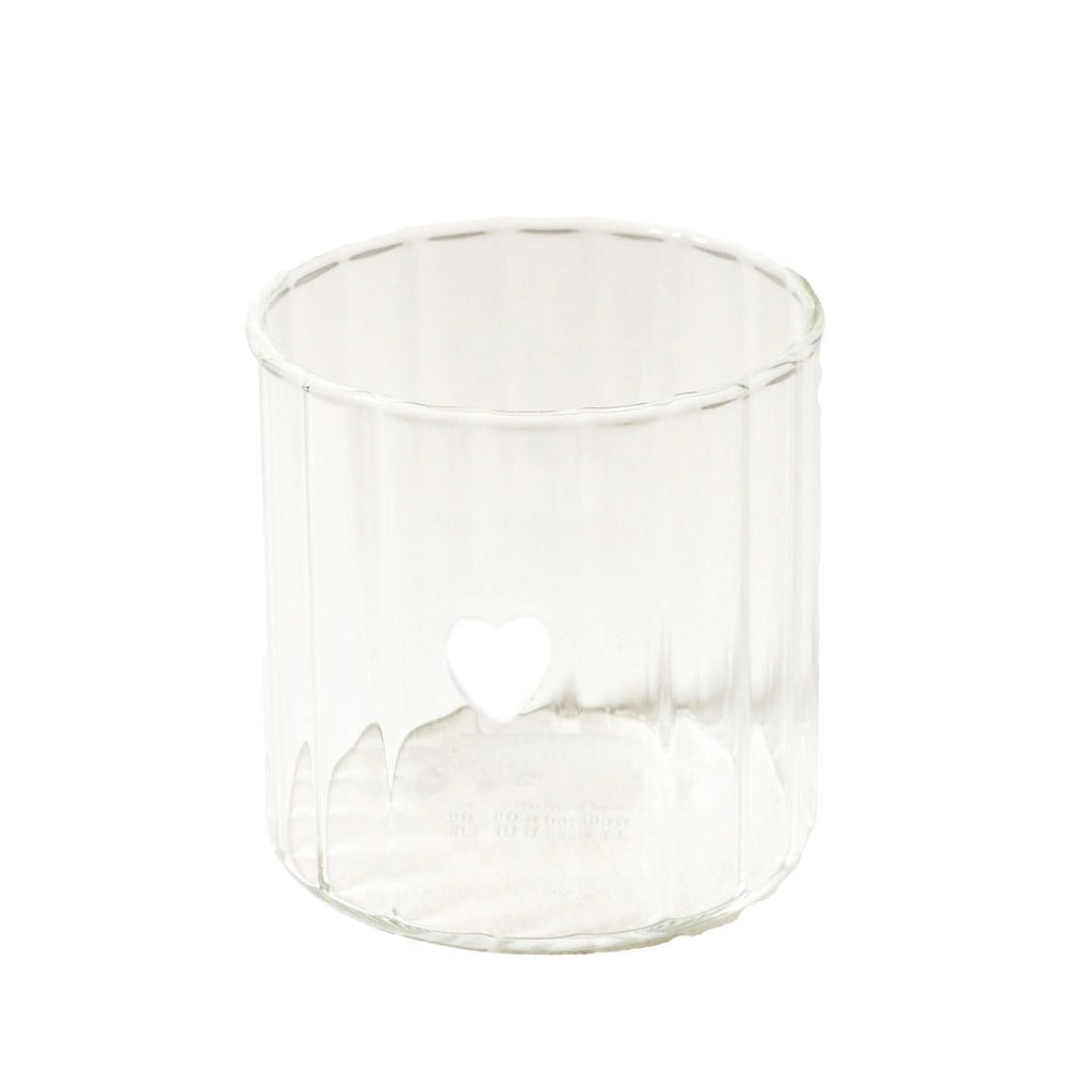 Clear glass candle holder on a white background