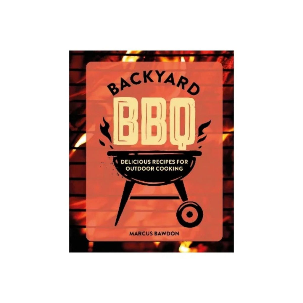 Book cover of 'Backyard BBQ' with a grill illustration and fiery background
