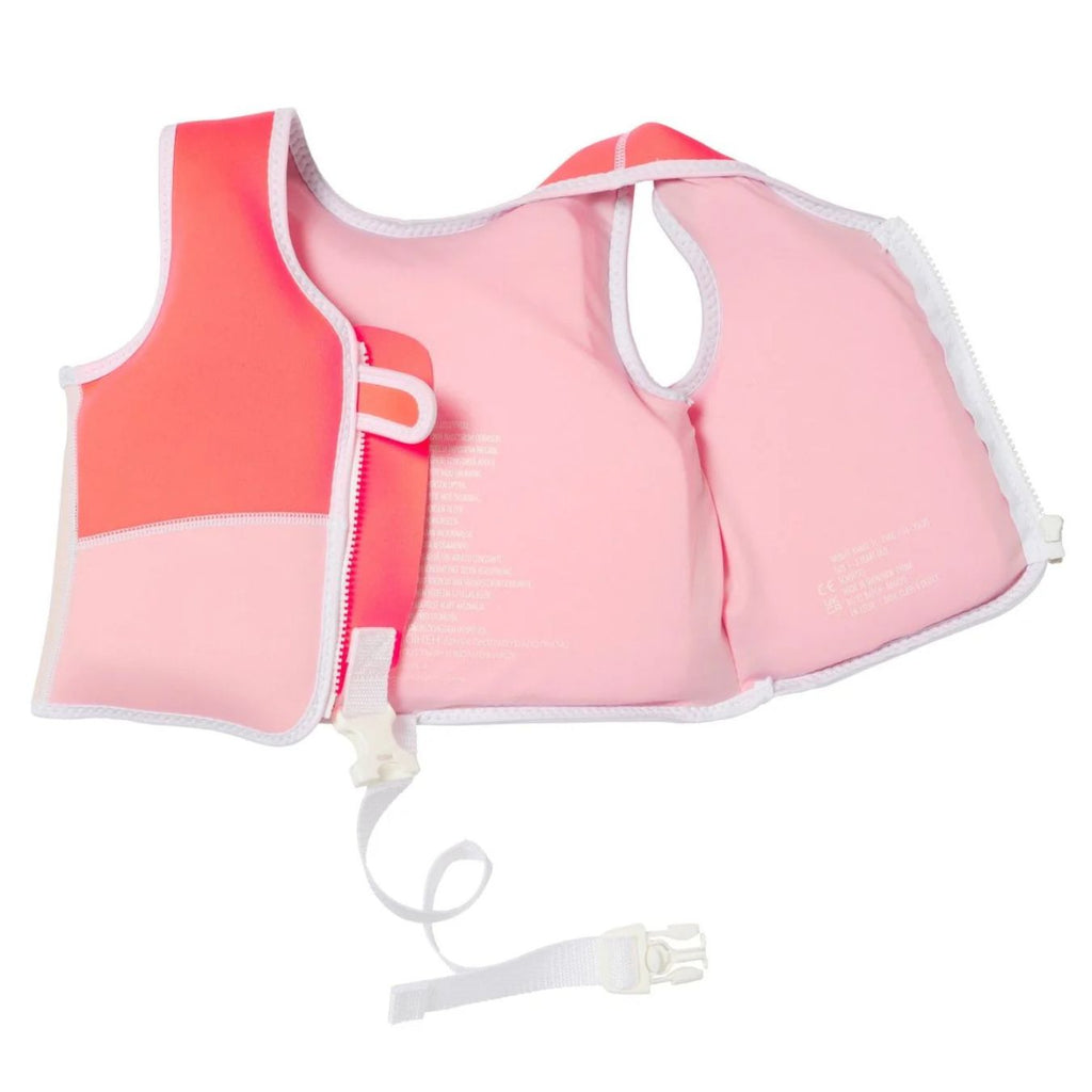 Pink and coral swim vest  on a white background