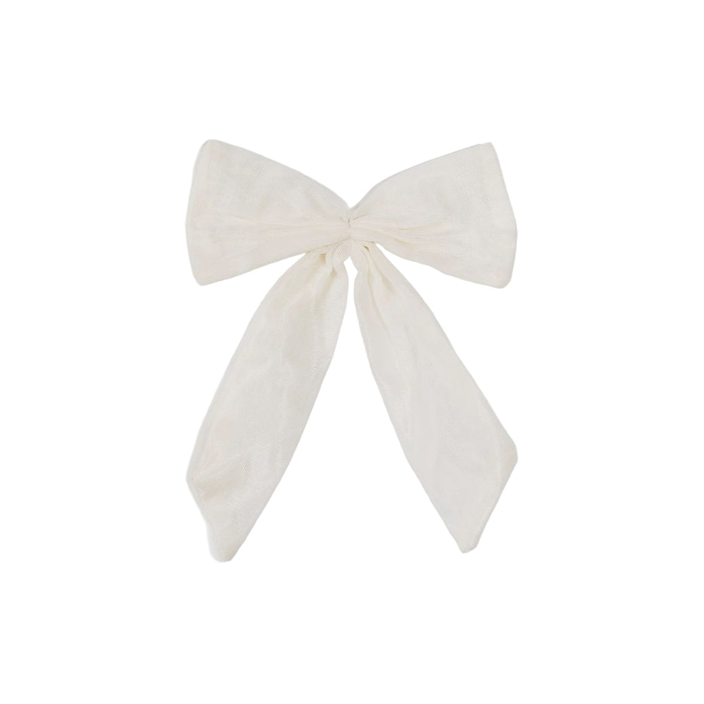 White bow on a light gray background
