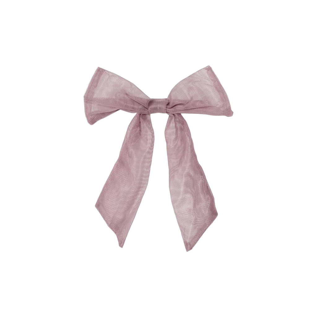 Pink bow on a light gray background