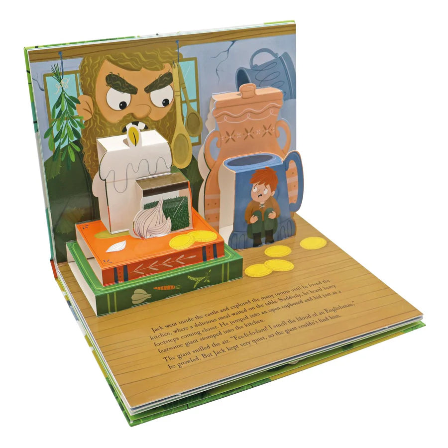 Illustrated children's book with pop-up elements on a white background