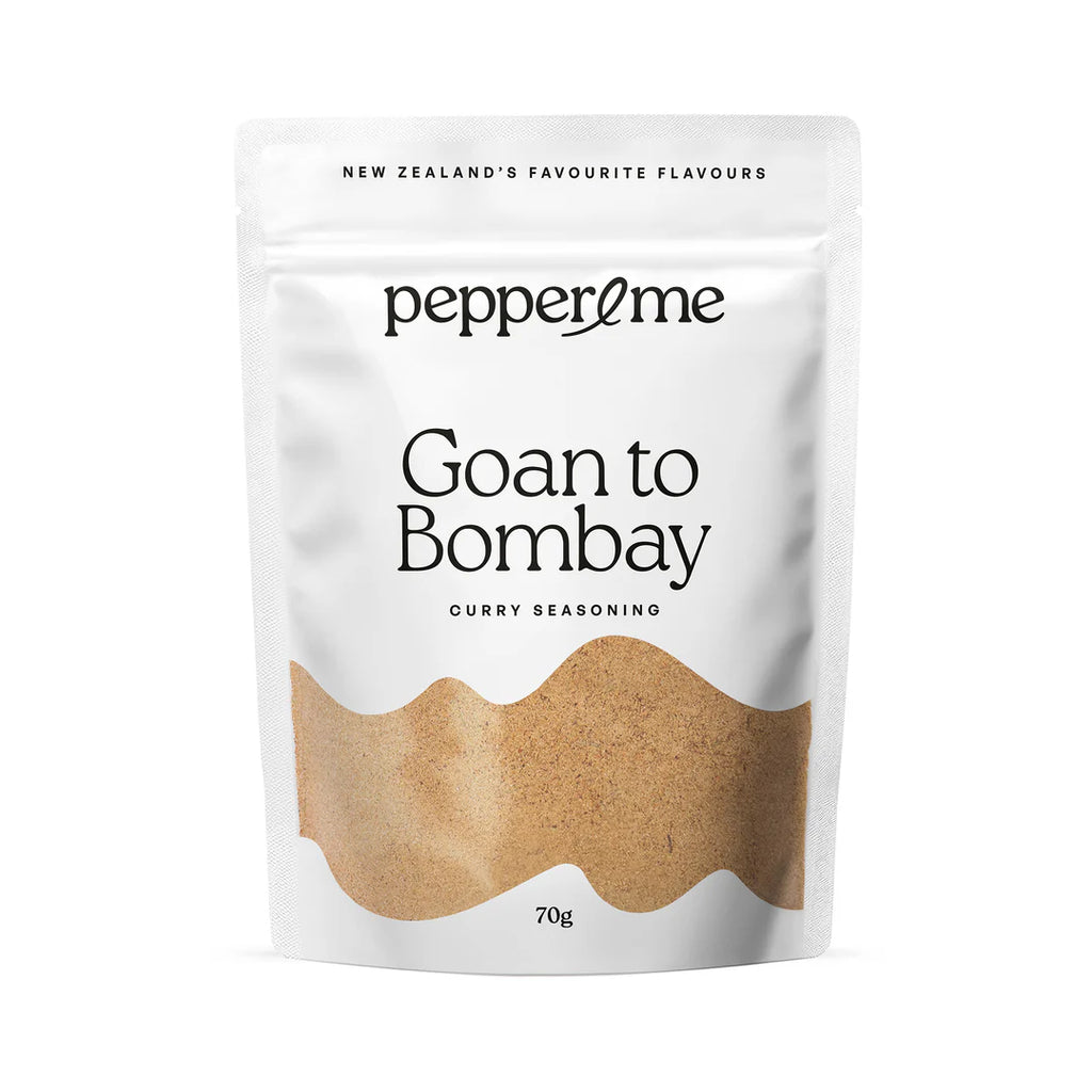 Pepperme Goan to Bombay curry seasoning package on a white background