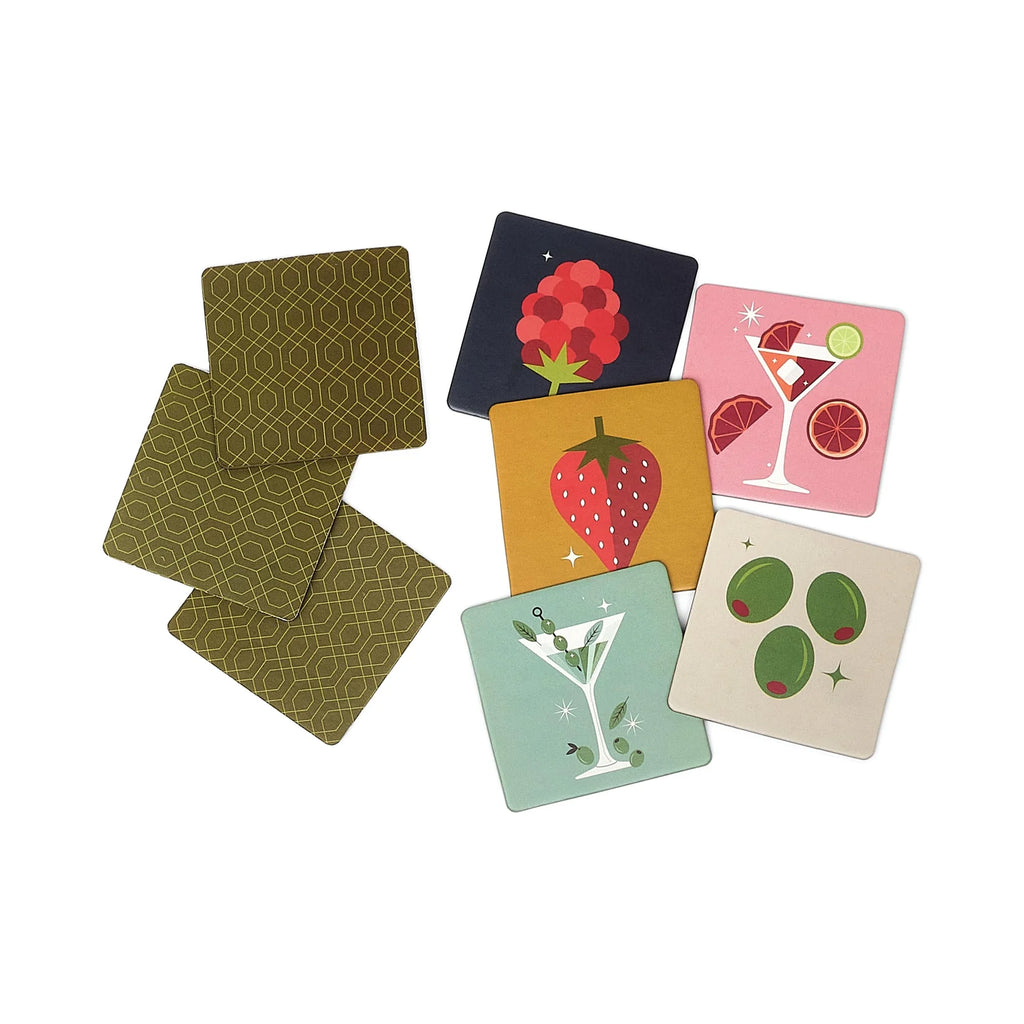 Set of colorful cards with various designs on a white background