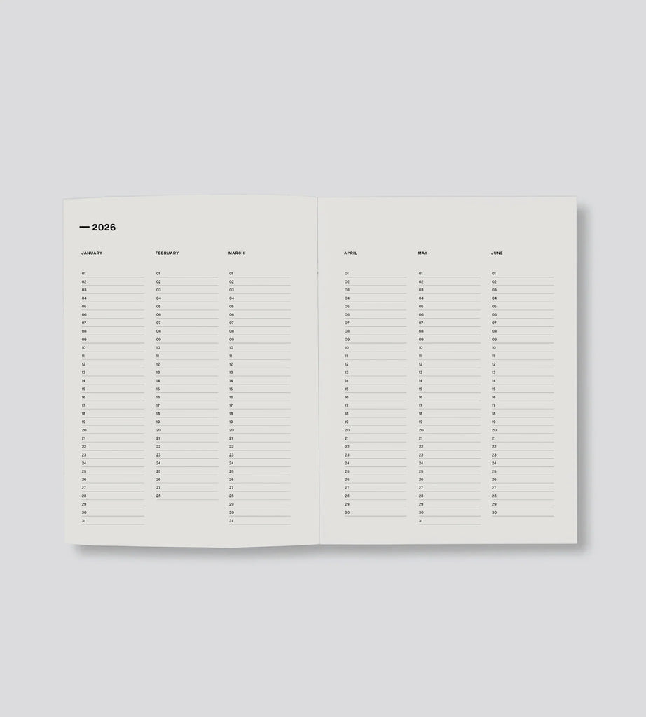 Calendar planner for 2026 on a light gray background
