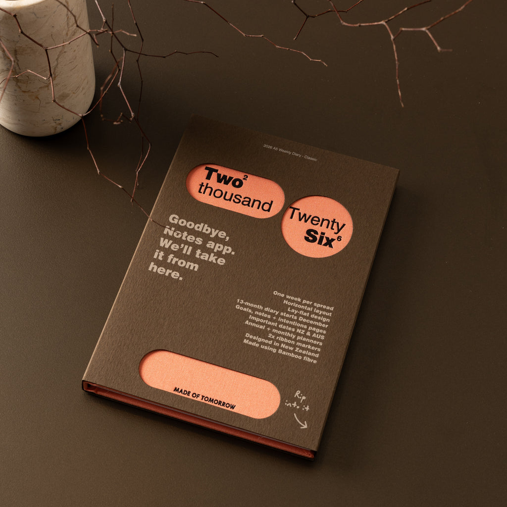 Notebook with a modern design on a dark surface