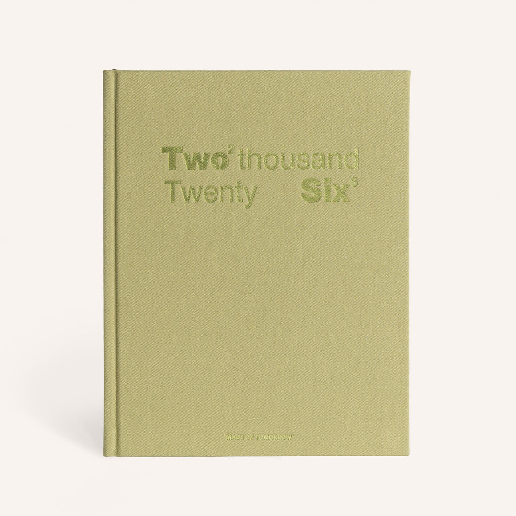 Beige book with 'Two thousand Twenty Six' text on a white background