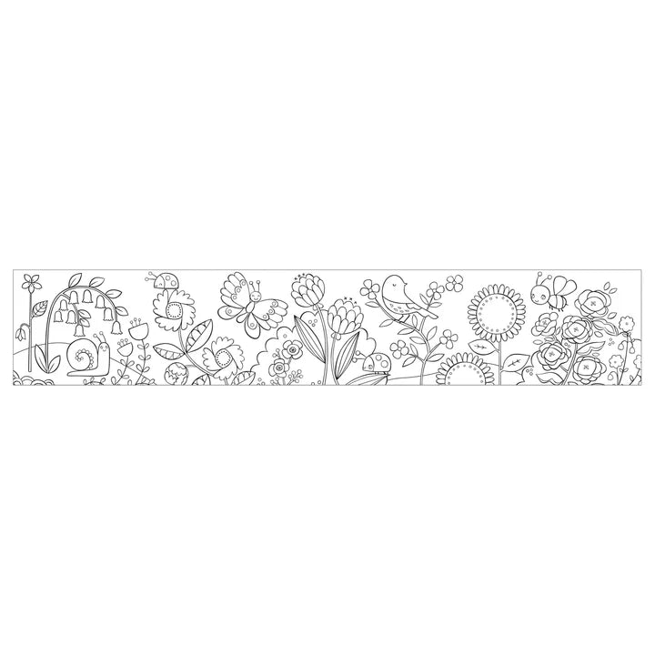 Decorative border with floral and nature-themed designs on a white background