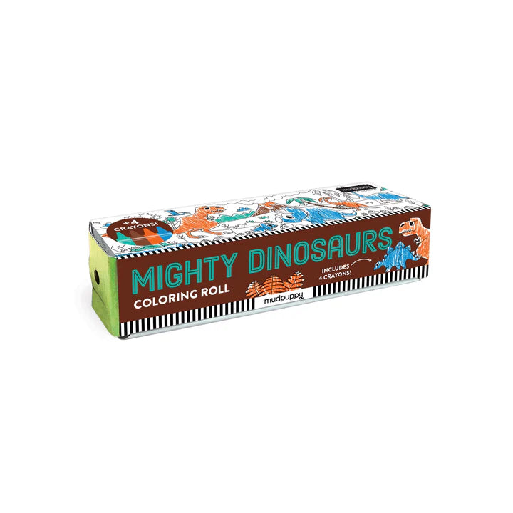 Mighty Dinosaurs coloring roll packaging on a white background