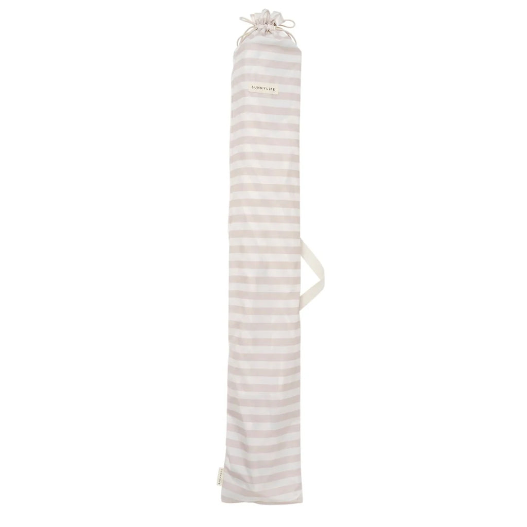 Striped fabric roll with a drawstring on a white background