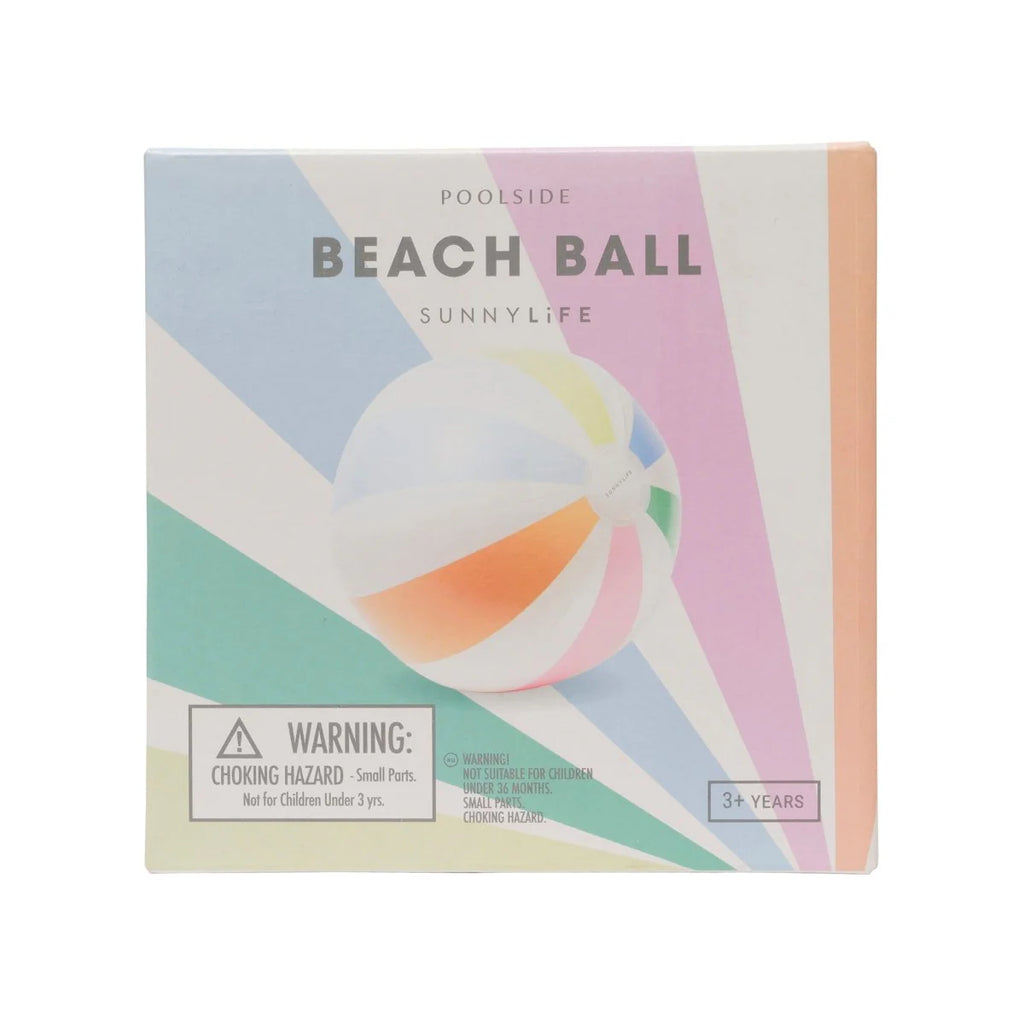 Sunnylife beach ball packaging with colorful design on a white background