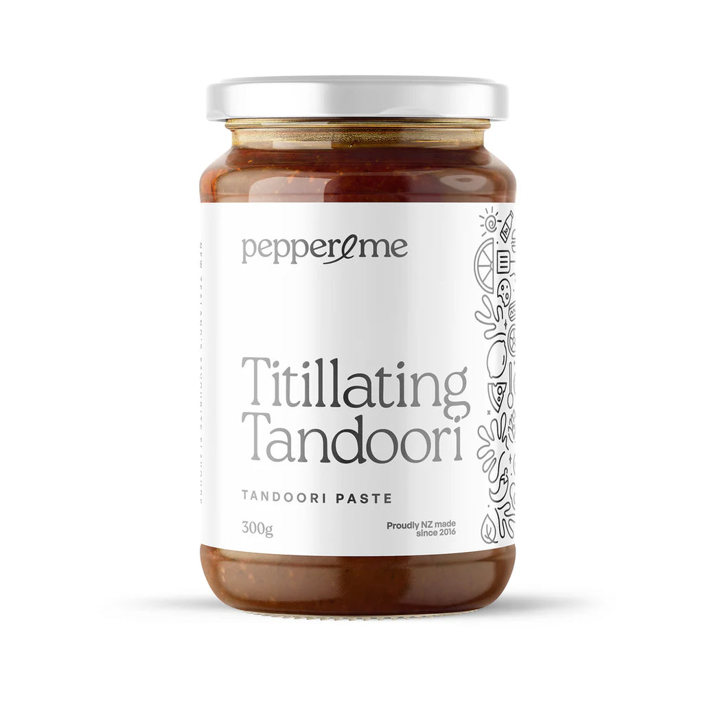 Jar of Pepper & Me Titillating Tandoori paste on a white background