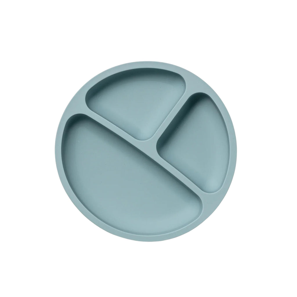 Blue silicone plate divided in three sections