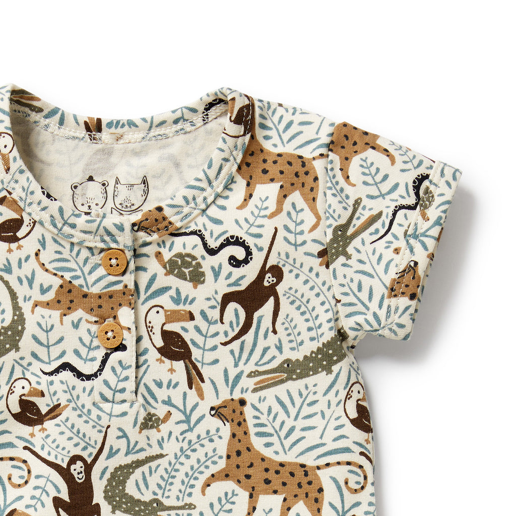 Children's outfit with animal pattern on a white background