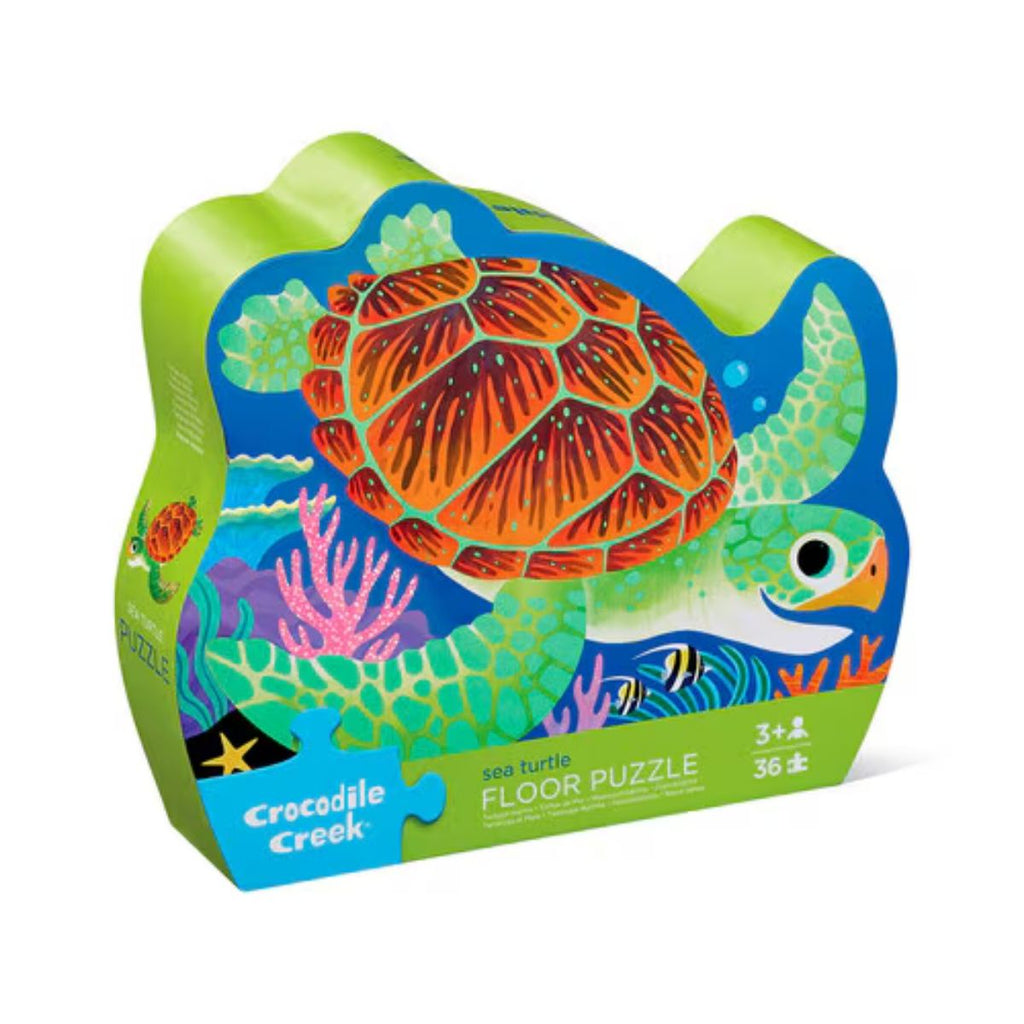 Sea Turtle - Floor Puzzle 36pc. Featuring a shaped box with a turtle on the front